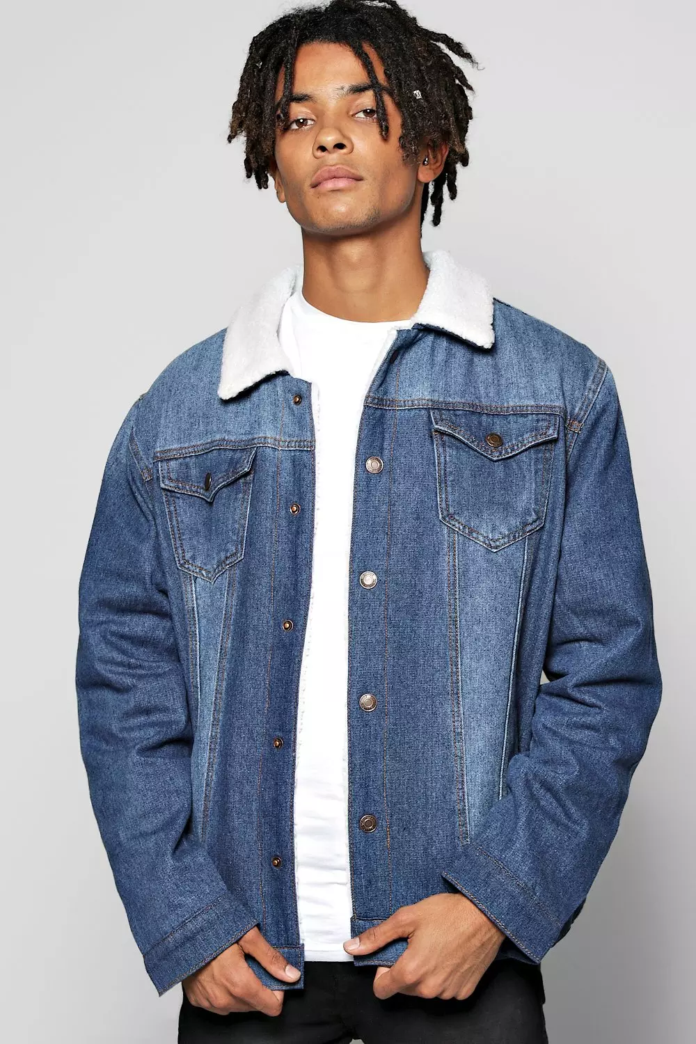 Oversized Fully Borg Lined Denim Jacket